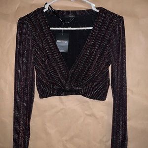 Glitter Long-sleeve Crop Too